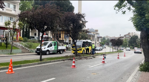Bursa'da kontrolden çıkan otomobil ağaçları devirdi : 2 çocuk ve anne yaralandı