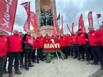 DİSK, Taksim'e çelenk bıraktı: "Taksim Meydanı’nı işçi sınıfına açın"