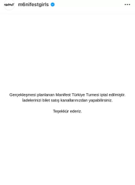 Manifest grubunun Türkiye turnesi iptal edildi