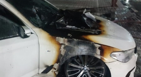 Mudanya Devlet Hastanesi'nde panik: Otoparkta araç yandı