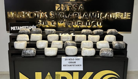 Bursa’da uyuşturucu operasyonu: 25 buçuk kilo metamfetamin ele geçirildi