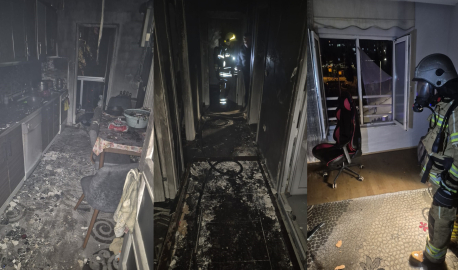 İnegöl’de apartman dairesinde yangın: Mahsur kalan kişi kurtarıldı
