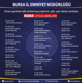 1 Şubat Bursa radar noktaları nerede olacak?