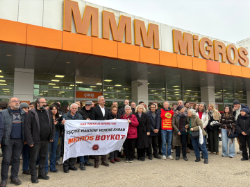 Bursa’da Migros eylemi: “Masaya oturulmadan ne villanın ne meydanların önünden ayrılırız”
