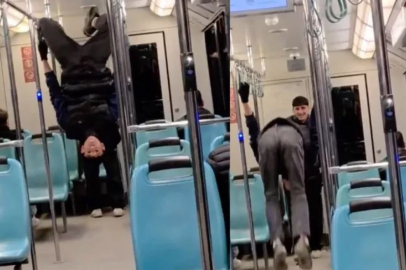 Bursa'da gençlerin metroda tehlikeli eğlencesi kamerada