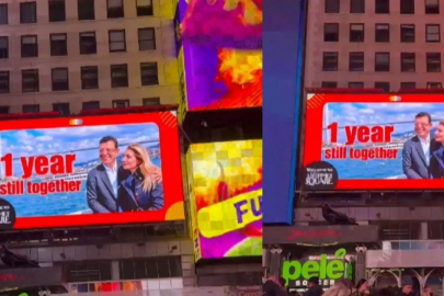 Times Meydanı’nda İmamoğlu mesajı: Dev ekrana yansıdı