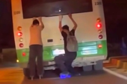 Bursa'da patenli gençlerin tehlikeli yolculuğu kamerada