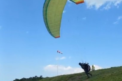 Bursa'da yamaç paraşütü yaparken kontrolünü kaybedip ormanın içine daldı