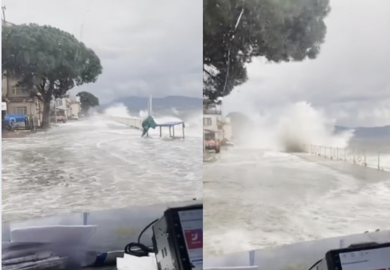 Gemlik’te kara ile deniz birleşti, tekneler battı